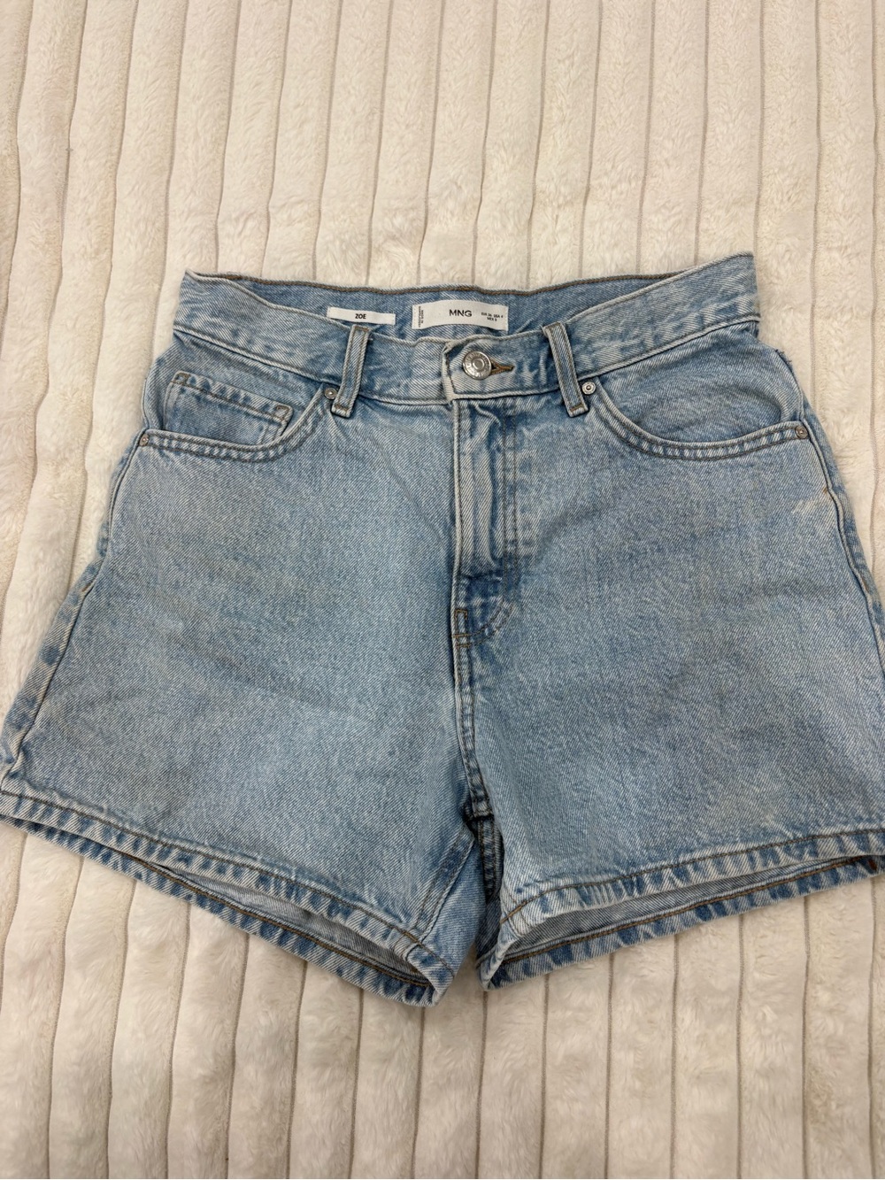 Mango Light Wash High-Rise Denim Shorts